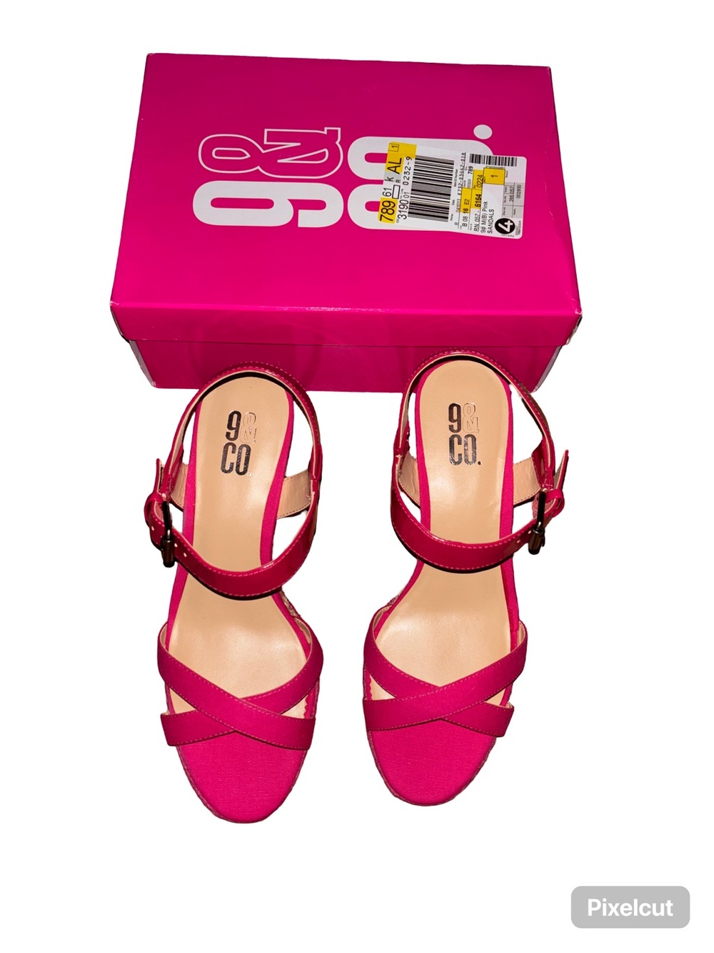 9 & Co. Fuchsia Strappy Block-Heel Sandals